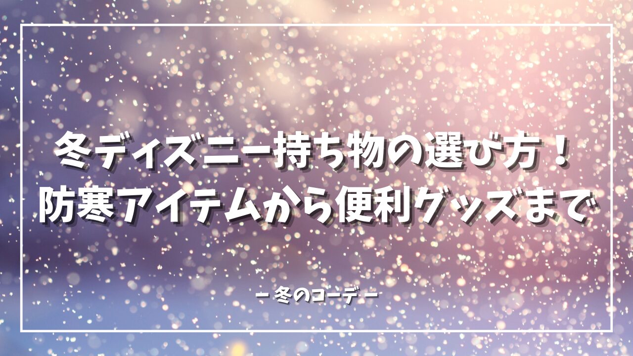 冬ディズニー持ち物の選び方！防寒アイテムから便利グッズまで